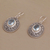 Blue topaz dangle earrings, 'Plumeria Shield' - Four Carat Blue Topaz Floral Sterling Silver Earrings (image 2c) thumbail