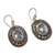 Blue topaz dangle earrings, 'Plumeria Shield' - Four Carat Blue Topaz Floral Sterling Silver Earrings (image 2d) thumbail