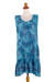 Batik rayon shift dress, 'Turquoise Glyphs' - Sleeveless Rayon Batik Shift Dress in Turquoise Print thumbail