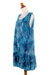 Batik rayon shift dress, 'Turquoise Glyphs' - Sleeveless Rayon Batik Shift Dress in Turquoise Print (image 2c) thumbail