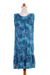 Batik rayon shift dress, 'Turquoise Glyphs' - Sleeveless Rayon Batik Shift Dress in Turquoise Print (image 2d) thumbail