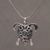 Blue topaz pendant necklace, 'Tulamben Turtle' - Handcrafted Sterling Silver Turtle Necklace with Blue Topaz (image 2) thumbail