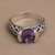 Amethyst single-stone ring, 'Vine Embrace' - Two Carat Amethyst and Sterling Silver Ring (image 2b) thumbail