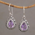 Amethyst dangle earrings, 'Jepun Lilac' - Frangipani Flower Dangle Earrings with Amethyst Gems thumbail