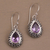 Amethyst dangle earrings, 'Jepun Lilac' - Frangipani Flower Dangle Earrings with Amethyst Gems (image 2b) thumbail