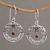 Garnet dangle earrings, 'Uluwatu Moon' - Ornate Balinese Earrings in Sterling Silver and Garnet (image 2) thumbail