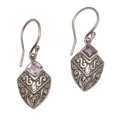 Handcrafted Balinese Amethyst and Sterling Silver Earrings