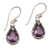 Amethyst dangle earrings, 'Dewdrops at Dawn' - Artisan Handcrafted Silver and Amethyst Earrings from Bali thumbail