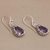 Amethyst dangle earrings, 'Dewdrops at Dawn' - Artisan Handcrafted Silver and Amethyst Earrings from Bali (image 2b) thumbail