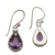 Amethyst dangle earrings, 'Dewdrops at Dawn' - Artisan Handcrafted Silver and Amethyst Earrings from Bali (image 2e) thumbail