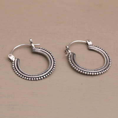 Sterling silver hoop earrings, 'On Rotation' (1 inch) - One Inch Diameter Sterling Silver Hoop Earrings
