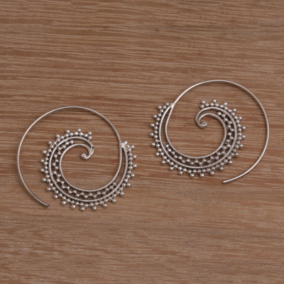 Einfädler-Ohrringe aus Sterlingsilber - Spiral-Einfädler-Ohrringe aus Sterlingsilber aus Bali