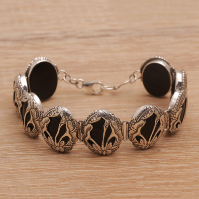 Onyx link bracelet, Floral Plains