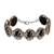 Onyx link bracelet, 'Floral Plains' - Balinese Onyx and Sterling Silver Calla Lily Bracelet thumbail