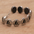 Onyx link bracelet, 'Floral Plains' - Balinese Onyx and Sterling Silver Calla Lily Bracelet (image 2b) thumbail