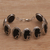 Onyx link bracelet, 'Dreamy Forest' - Floral Motif Sterling Silver and Onyx Link Bracelet (image 2) thumbail