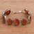Carnelian link bracelet, 'Dreamy Forest' - Sterling Silver and Carnelian Floral Link Bracelet (image 2) thumbail
