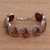 Carnelian link bracelet, 'Floral Plains' - Link Bracelet with Sterling Silver and Carnelian Gems thumbail