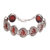 Carnelian link bracelet, 'Floral Plains' - Link Bracelet with Sterling Silver and Carnelian Gems (image 2a) thumbail