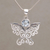 Blue topaz pendant necklace, 'Butterfly Secret' - Handcrafted Blue Topaz Sterling Silver Butterfly Necklace (image 2) thumbail