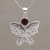 Garnet pendant necklace, 'Butterfly Secret' - Balinese Garnet and Sterling Silver Butterfly Necklace (image 2) thumbail