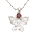 Garnet pendant necklace, 'Butterfly Secret' - Balinese Garnet and Sterling Silver Butterfly Necklace (image 2d) thumbail
