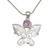 Amethyst pendant necklace, 'Butterfly Secret' - Handcrafted Amethyst and Sterling Silver Butterfly Necklace (image 2d) thumbail