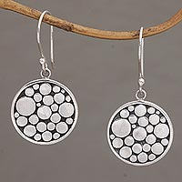 Sterling silver dangle earrings, 'Dots Upon Dots' - Modern Sterling Silver Dangle Earrings with Dot Motifs