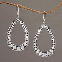 Sterling silver dangle earrings, 'Dot Matrix' - Sterling Silver Dot Design Dangle Earrings from Bali