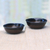 Small ceramic bowls, 'Medewi Bay' (pair) - Small Ceramic Bowls with Grey and Blue Glaze (Pair)