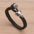 Leather wristband bracelet, 'Gallant Goat' - Leather and Sterling Silver Braided Wristband Bracelet (image 2) thumbail