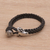 Leather wristband bracelet, 'Gallant Goat' - Leather and Sterling Silver Braided Wristband Bracelet (image 2b) thumbail