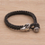 Leather wristband bracelet, 'Gallant Goat' - Leather and Sterling Silver Braided Wristband Bracelet (image 2c) thumbail