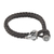 Leather wristband bracelet, 'Gallant Goat' - Leather and Sterling Silver Braided Wristband Bracelet (image 2d) thumbail