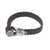 Leather wristband bracelet, 'Buffalo Bravery' - Black Leather and Sterling Silver Braided Wristband (image 2d) thumbail