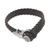 Leather wristband bracelet, 'Buffalo Bravery' - Black Leather and Sterling Silver Braided Wristband (image 2e) thumbail