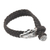 Leather wristband bracelet, 'Dark Alligator' - Black Leather and Sterling Silver Wristband Bracelet (image 2d) thumbail