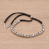 Sterling silver beaded bracelet, 'Silver Class' - Handmade Sterling Silver Cord Bracelet from Indonesia