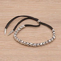 Perlenarmband aus Sterlingsilber, „Silver Class“ – handgefertigtes Kordelarmband aus Sterlingsilber aus Indonesien