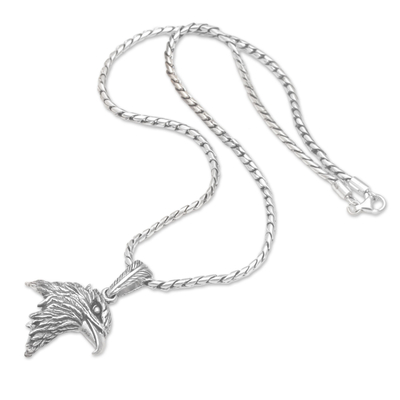 Sterling silver pendant necklace, 'Eagle Splendor' - Handmade Sterling Silver Eagle Pendant Necklace