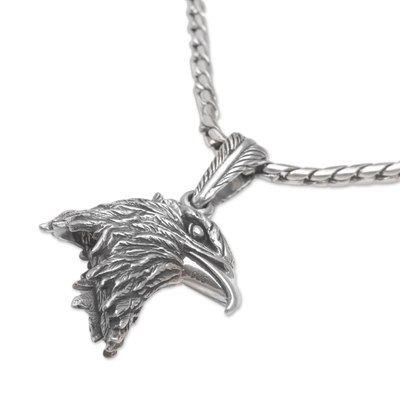 Collar colgante de plata esterlina - Collar con colgante de águila de plata de ley hecho a mano