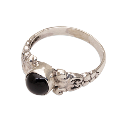 Onyx cocktail ring, 'Be Good' - Handmade Onyx 925 Sterling Silver Cocktail Ring Indonesia