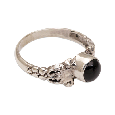 Onyx cocktail ring, 'Be Good' - Handmade Onyx 925 Sterling Silver Cocktail Ring Indonesia