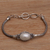Cultured pearl pendant bracelet, 'Center Stage in White' - Sterling Silver Cultured Pearl Pendant Bracelet