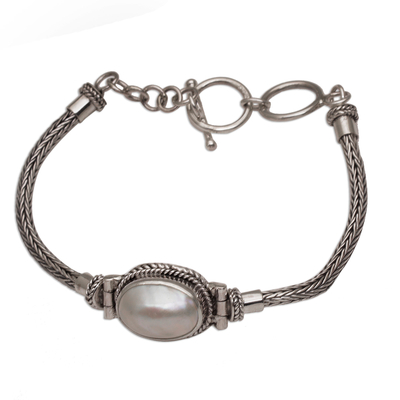 pulsera con colgante de perlas cultivadas - Pulsera con colgante de perlas cultivadas en plata de primera ley