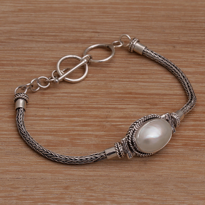 pulsera con colgante de perlas cultivadas - Pulsera con colgante de perlas cultivadas en plata de primera ley