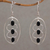 Onyx dangle earrings, 'Three Souls' - Sterling Silver Oval and Black Onyx Dangle Earrings