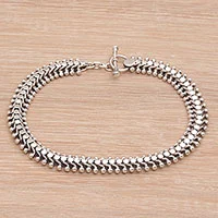 Sterling silver anklet, 'Centipede Crawl' - Handcrafted Balinese Sterling Silver Anklet