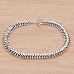 Sterling silver anklet, 'Centipede Crawl' - Handcrafted Balinese Sterling Silver Anklet