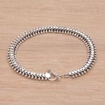 Sterling silver anklet, 'Centipede Crawl' - Handcrafted Balinese Sterling Silver Anklet